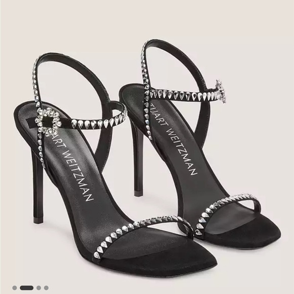 Stuart Weitzman Gemcut 100 Swarovski Crystal Sandals 39/8.5B Black Suede $650 - Picture 11 of 11